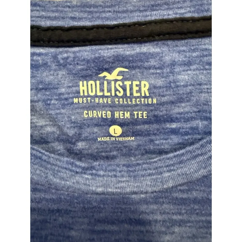 Hollister Must Have Collection Curved Hem Crew Neck Tee Blue Men's Size Large